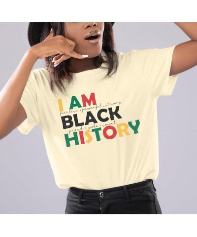 Black History Month Shirt Women I Am Black History T Shirt American African Black Pride Graphic Tee Short Sleeve Top Apricot ...