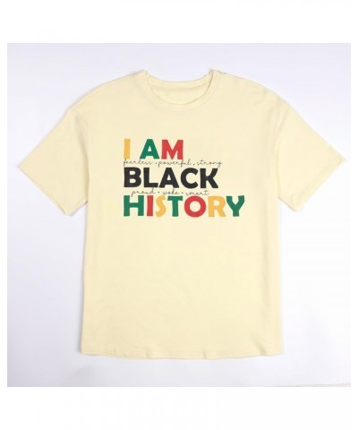 Black History Month Shirt Women I Am Black History T Shirt American African Black Pride Graphic Tee Short Sleeve Top Apricot ...