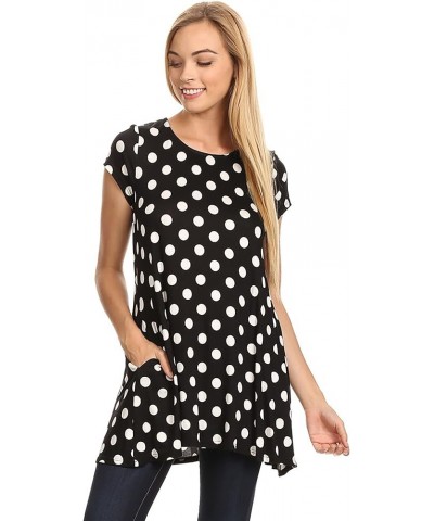 Women's Solid Casual Short Sleeve Loose Fit Pockets Knit Shirt Tunic Top Tee/Made in USA Hte00014 Mpolka Black $9.98 T-Shirts