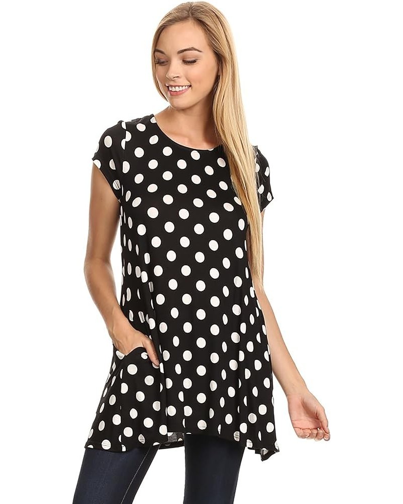 Women's Solid Casual Short Sleeve Loose Fit Pockets Knit Shirt Tunic Top Tee/Made in USA Hte00014 Mpolka Black $9.98 T-Shirts