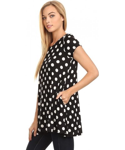 Women's Solid Casual Short Sleeve Loose Fit Pockets Knit Shirt Tunic Top Tee/Made in USA Hte00014 Mpolka Black $9.98 T-Shirts