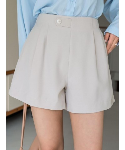 Women's Casual Elastic High Waist Wide Leg Shorts with Pocket Beige $10.25 Shorts