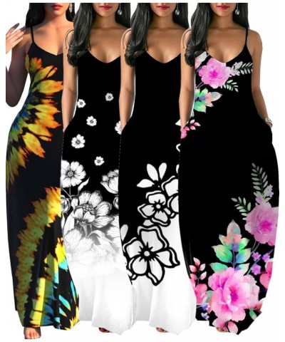 Women's Maxi Sunflower Dresses Sleeveless Long Tie Dye Dress Casual Sundresses with Pockets 542-1 $15.58 Dresses