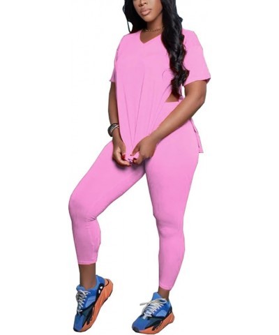 Jogger Sets for Women 2 Piece Summer Casual Sweatsuit Bodycon Long Pants Loungewear Tracksuit 29-pink $16.95 Activewear