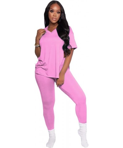 Jogger Sets for Women 2 Piece Summer Casual Sweatsuit Bodycon Long Pants Loungewear Tracksuit 29-pink $16.95 Activewear