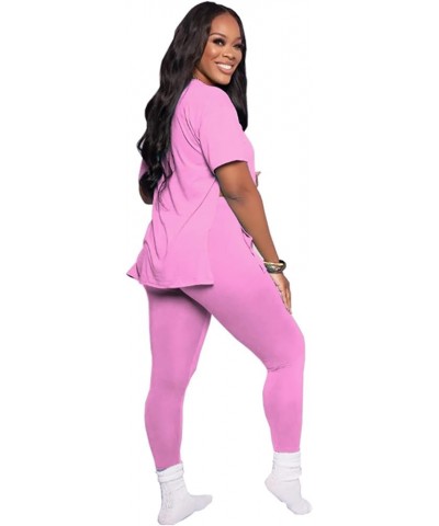 Jogger Sets for Women 2 Piece Summer Casual Sweatsuit Bodycon Long Pants Loungewear Tracksuit 29-pink $16.95 Activewear