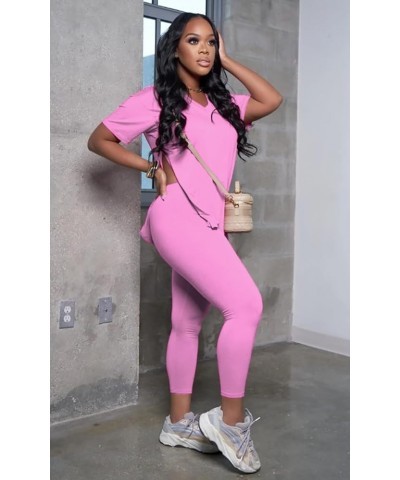 Jogger Sets for Women 2 Piece Summer Casual Sweatsuit Bodycon Long Pants Loungewear Tracksuit 29-pink $16.95 Activewear