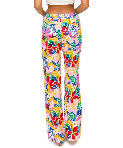 Women's Print Linen Pants - 32" Inseam Oceanside Drawstring Smocked Waist Casual Lounge Beach Trousers with Pockets Floral $2...