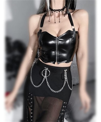 Goth Crop Top Punk Shirt Y2K Alt Emo Aesthetic for Women or Teen Girls Bustier Corset Halter Punk Rock Crop Top $12.00 Tanks