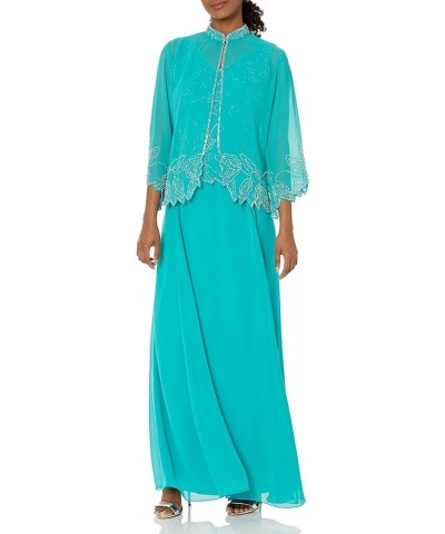 Women's Size Beaded Jacket Dress Plus Aqua/Multi $18.69 Dresses