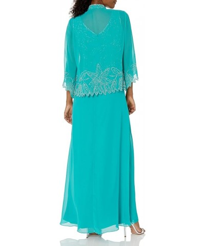 Women's Size Beaded Jacket Dress Plus Aqua/Multi $18.69 Dresses