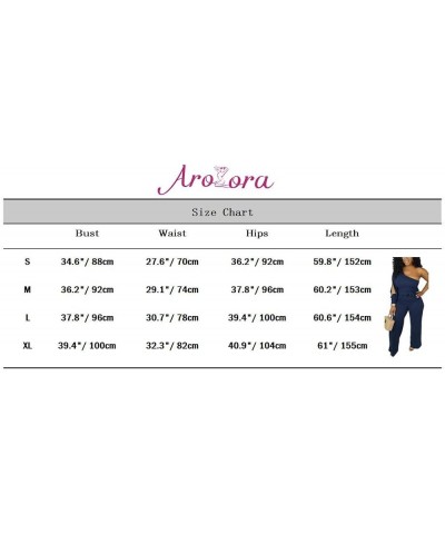 Women's Sexy One Shoulder Slit Sleeve High Waist One Piece Pant Outfit Wide Leg Jumpsuit Romper Blue $22.90 Jumpsuits