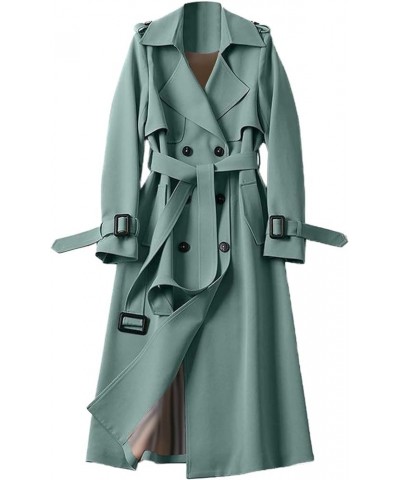 Women Warm Coat With Belt Winter Button Long Jacket Loose Fashion Sleeve Button Women's Coat Crop Leather Jacket B5-green $11...