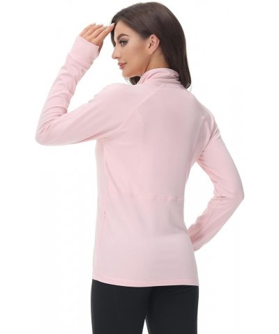 Women Zip up Athletic Running Jacket Lightweight Workout Yoga Top with Thumb Holes and Pocket Style 2- Pink $19.03 Jackets