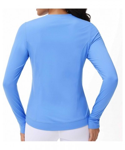 Women's Long Sleeve Compression Shirts Workout Tops Cross Hem Athletic Running Yoga T-Shirts with Thumb Hole Sea Blue $12.00 ...