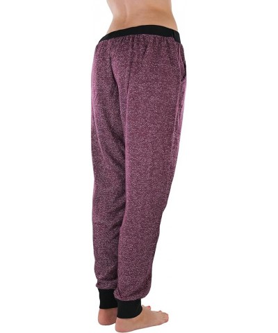 Women's Solid Print French Terry Jogger Pants Cuffed Bottoms - Marled Burgundy $9.18 Pants