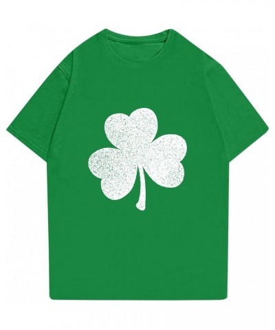 Womens St Patrick's Day T Shirt Round Neck Short Sleeve Shamrock Print Tops Casual Pullover Blouses Graphic Tees 020- White $...