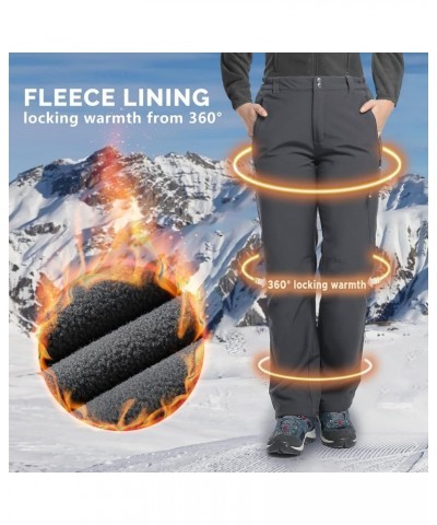 Womens Waterproof Hiking Pants Fleece-Lined Snow Pants Windproof Warm Ski Pants for Snowboarding Grey $26.09 Pants