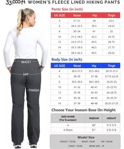 Womens Waterproof Hiking Pants Fleece-Lined Snow Pants Windproof Warm Ski Pants for Snowboarding Grey $26.09 Pants