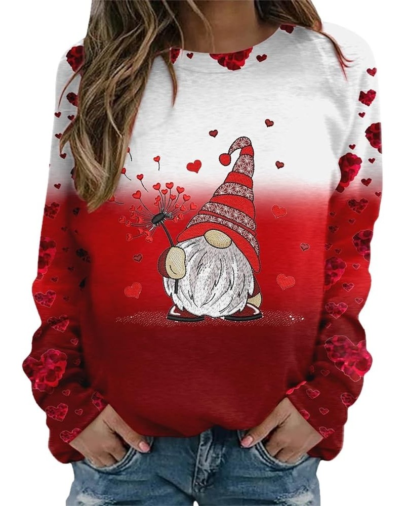 Womens Sweatshirt Crew Neck Long Sleeve Love Print Loose Sweatshirts Valentine's Day Casual Pullover Tops Couple Blouse C-wat...