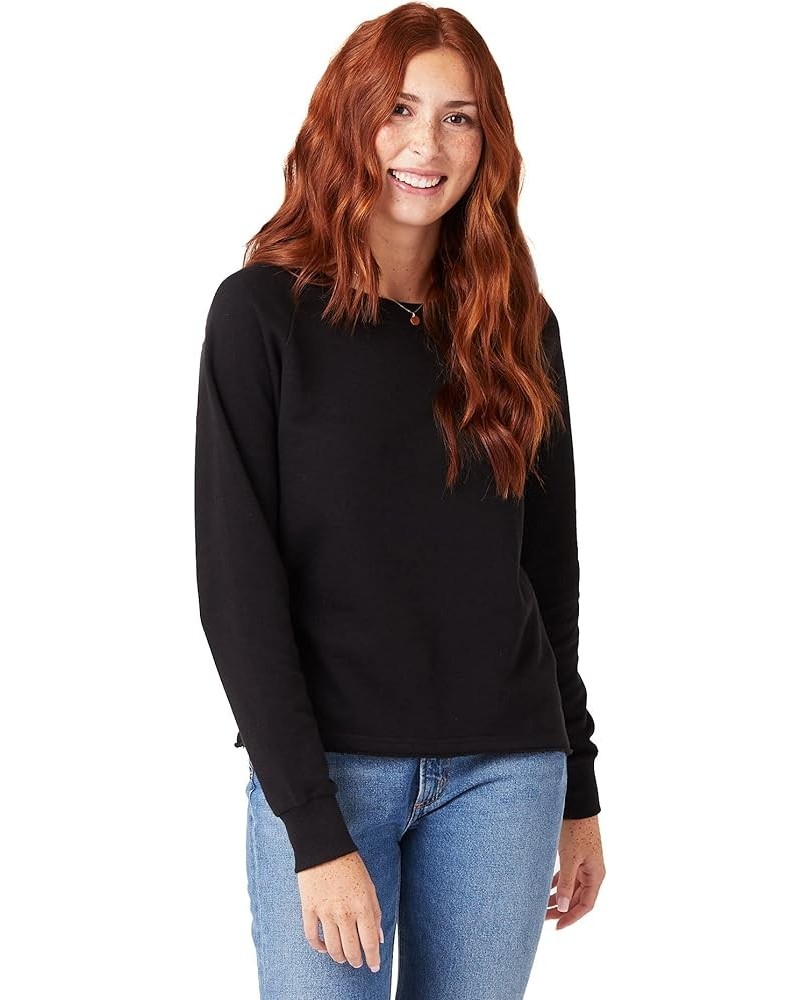 Women's Sweatshirt, Mineral Wash French Terry Vintage Lazy Day Crewneck Pullover Black $18.96 Hoodies & Sweatshirts