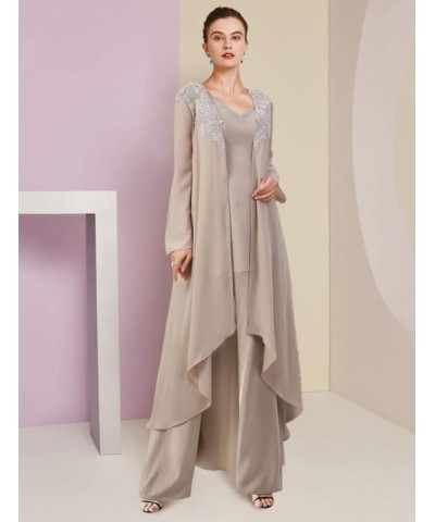 3 Pcs Mother of The Bride Pant Suits Jumpsuits Formal Evening Gowns Outfit Wedding Guest Groom Dresses with Long Jacket Grey ...