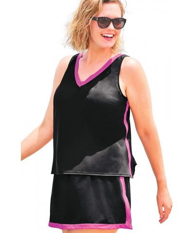 Women's Plus Size 2-Piece Swim Skirtini Set Black Mirtilla $29.69 Swimsuits