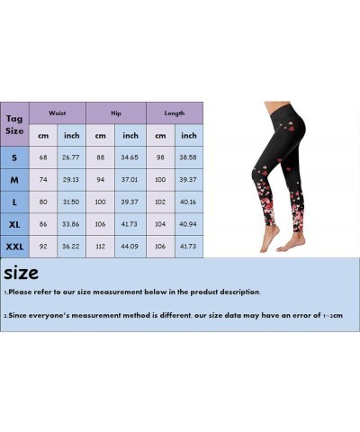 High Waisted Leggings for Women Valentine Day Tights Cute Heart Print Yoga Pants Tummy Control Workout Yoga Leggings C- White...