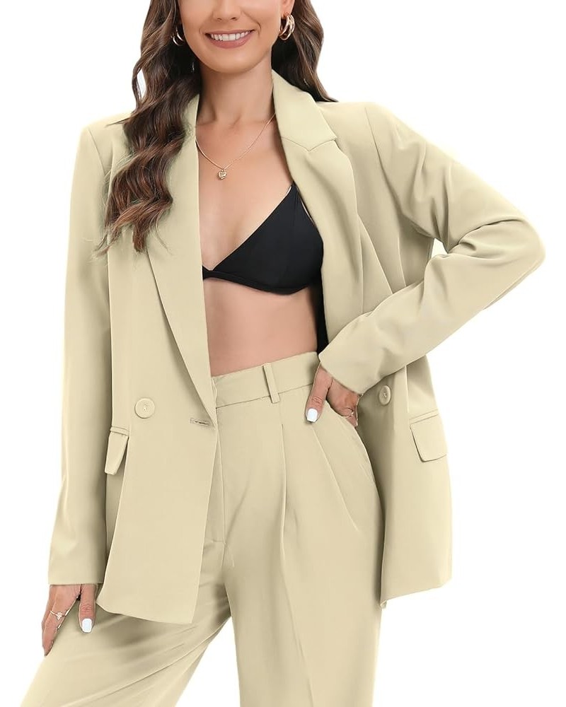 Women's Oversized Double-Breasted Suit Blazer Jacket Long Sleeve Casual Boyfriend Style Work Office Blazer with Pockets X-Sma...