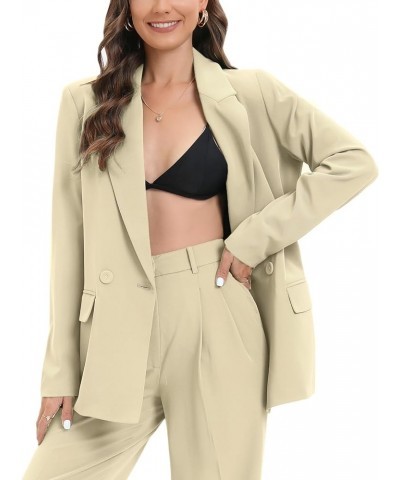 Women's Oversized Double-Breasted Suit Blazer Jacket Long Sleeve Casual Boyfriend Style Work Office Blazer with Pockets X-Sma...