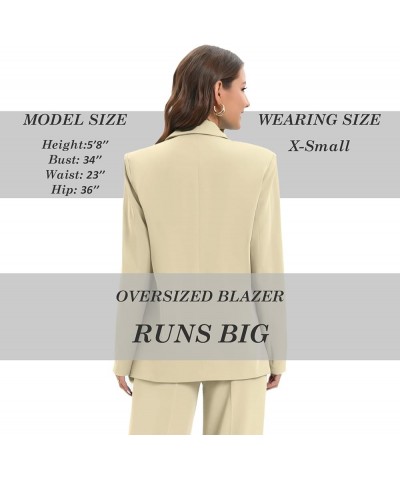 Women's Oversized Double-Breasted Suit Blazer Jacket Long Sleeve Casual Boyfriend Style Work Office Blazer with Pockets X-Sma...