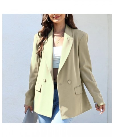 Women's Oversized Double-Breasted Suit Blazer Jacket Long Sleeve Casual Boyfriend Style Work Office Blazer with Pockets X-Sma...