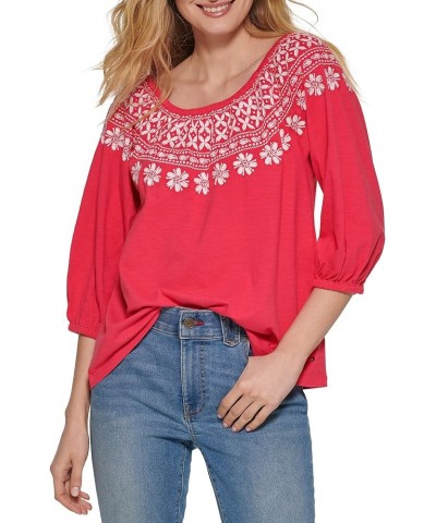 Women's Off The Shoulder Embroidered Casual Knit Top Azalea $20.40 T-Shirts