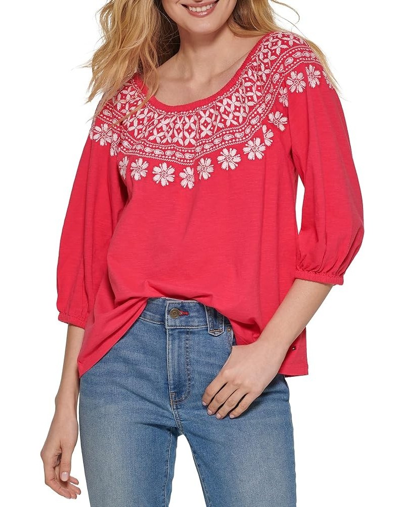 Women's Off The Shoulder Embroidered Casual Knit Top Azalea $20.40 T-Shirts