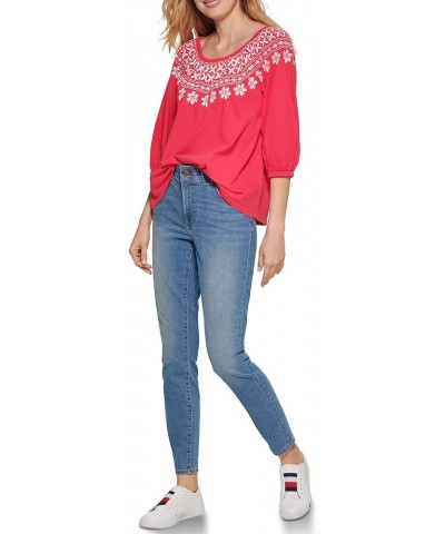 Women's Off The Shoulder Embroidered Casual Knit Top Azalea $20.40 T-Shirts