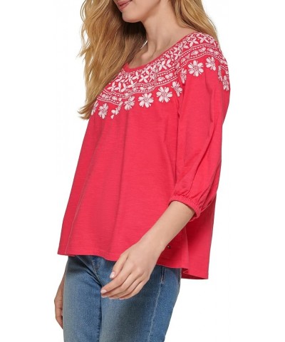 Women's Off The Shoulder Embroidered Casual Knit Top Azalea $20.40 T-Shirts