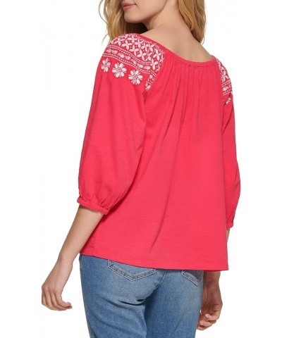 Women's Off The Shoulder Embroidered Casual Knit Top Azalea $20.40 T-Shirts