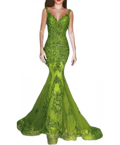 Women's Sparkly Sequin Mermaid Prom Dresses 2020 Long V-Neck Formal Wedding Evening Dress EV44 Lime $42.00 Dresses