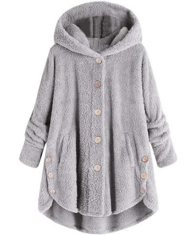 Blanket Hoodie Women's Fall Winter Soft Warm Fleece Jackets Hooded Tail Button Pullover Sweatshirt Loose Cosy Coat Grey-c $11...