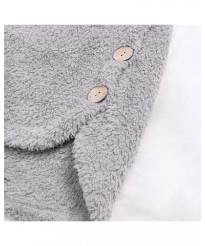 Blanket Hoodie Women's Fall Winter Soft Warm Fleece Jackets Hooded Tail Button Pullover Sweatshirt Loose Cosy Coat Grey-c $11...