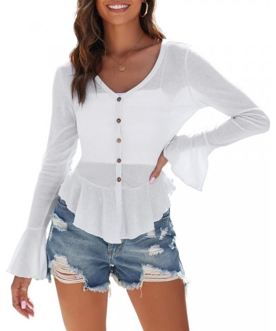 Women Long Sleeve Open Front Knit Cardigans Lightweight Summer Y2k Cropped Bolero Shrug Sheer Cute Trendy Going Out Top White...