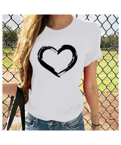 Valentines Day Shirts for Women Short Sleeve Crewneck Love Print Tee Tops Casual Loose T-Shirts 2024 Trendy Blouses A 01(vale...