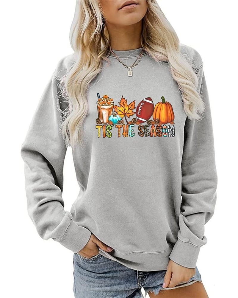 fall sweatshirts for women,Tis The Season Sweatshirt Fall Pumpkin Shirt Game Day Sweatshirt Causal Football Shirt Fall Sweats...