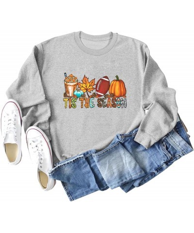 fall sweatshirts for women,Tis The Season Sweatshirt Fall Pumpkin Shirt Game Day Sweatshirt Causal Football Shirt Fall Sweats...