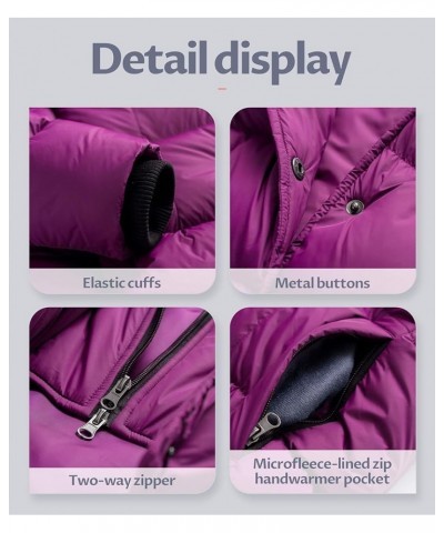 Women's Winter Snow Jacket Long Fur Puffer Coat With Removable Faux Fur Trim Purple $36.48 Jackets