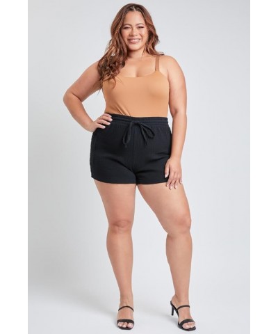 Women's Plus Size Double Gauze Shorts with Banded Hem Black $10.77 Shorts