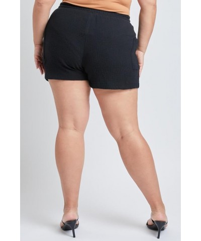 Women's Plus Size Double Gauze Shorts with Banded Hem Black $10.77 Shorts