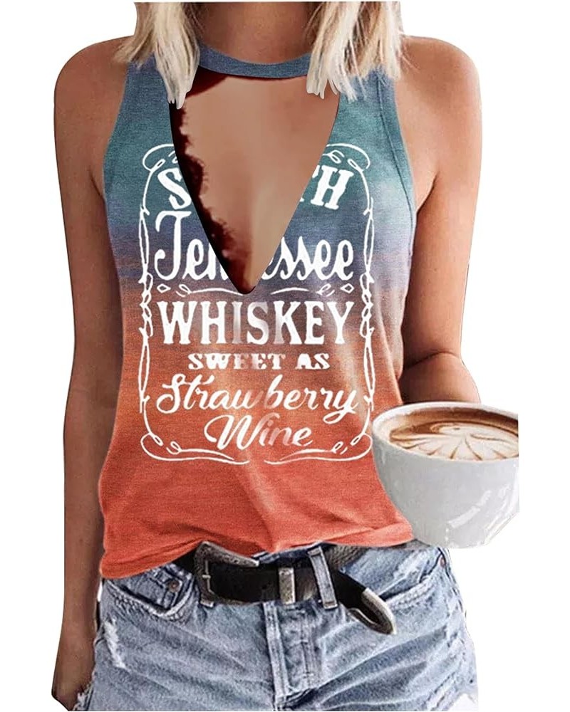 Whiskey Sweet As Strawberry Wine Shirts Hollow Out Summer Tank Top Womens Country Music Funny Graphic Sleeveless T Shirt Mult...