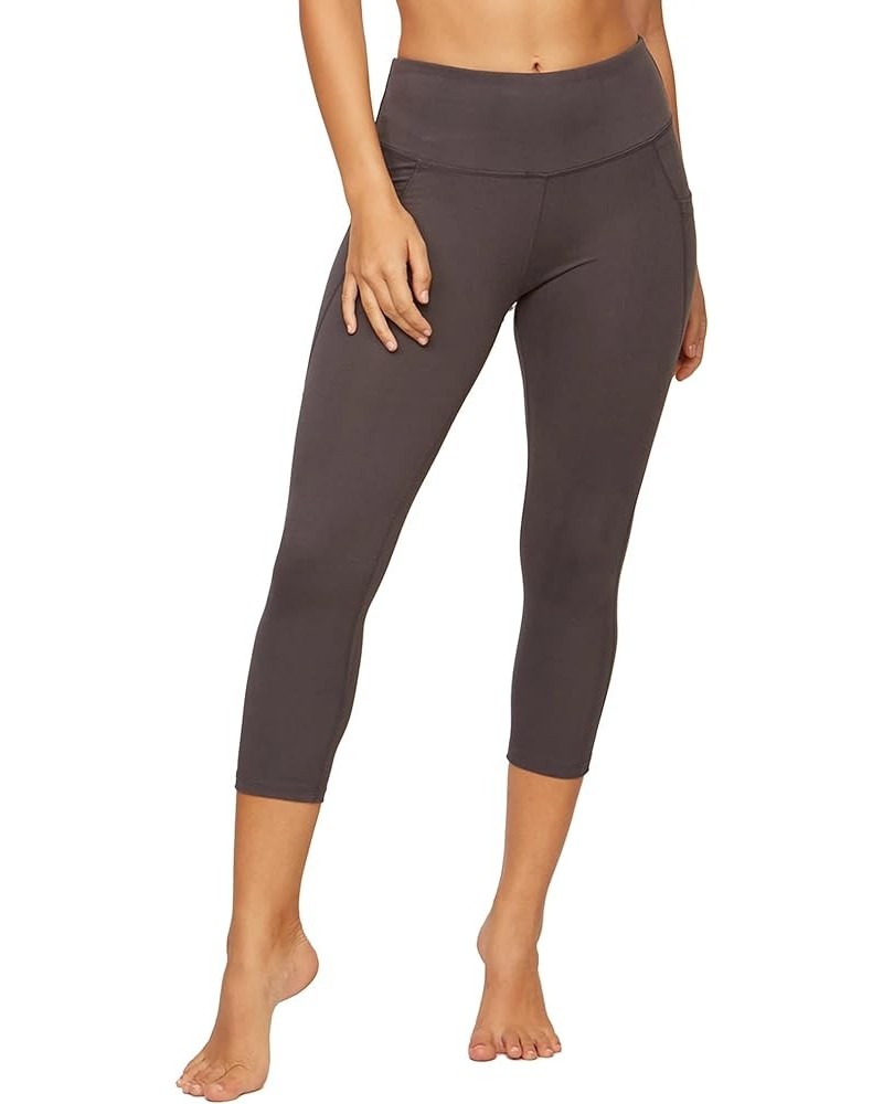 Active Women's Nadia High Rise Spandex Blend Capri Legging with Pockets Charcoal $20.64 Activewear