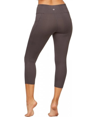 Active Women's Nadia High Rise Spandex Blend Capri Legging with Pockets Charcoal $20.64 Activewear